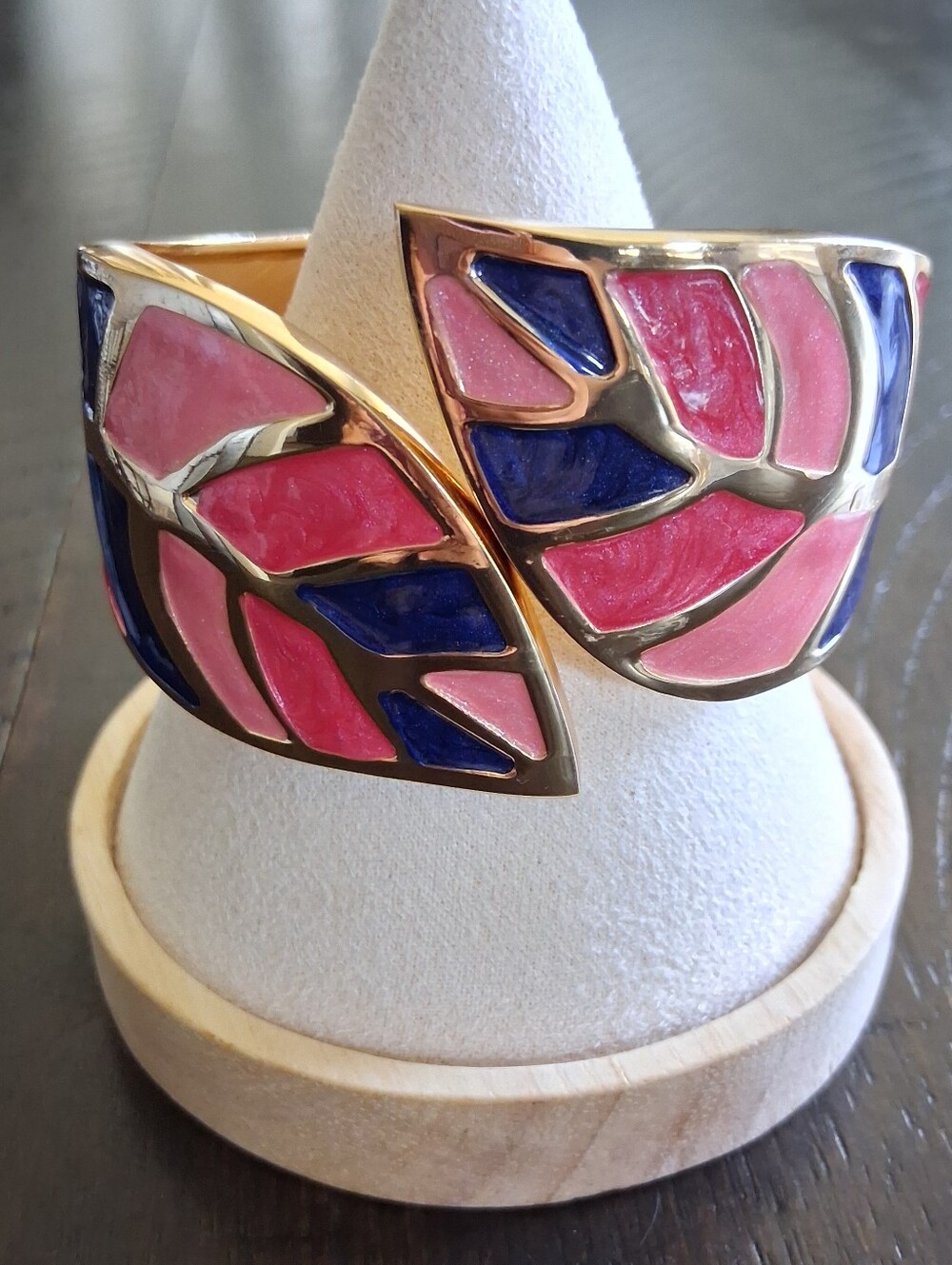 Gold-Tone Multicolor Leaf Enamel Bracelet